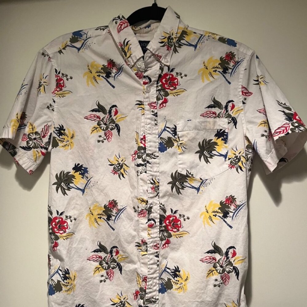 Mens J.CREW button down short sleeve Hawaiian vibes size small